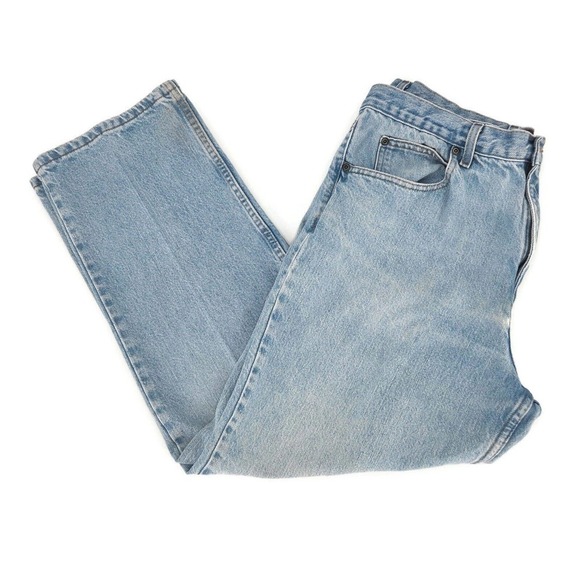 Saddlebred Mens Jeans 38x32 Blue Classic Straight Fit Distressed Denim Bottoms - Picture 4 of 8